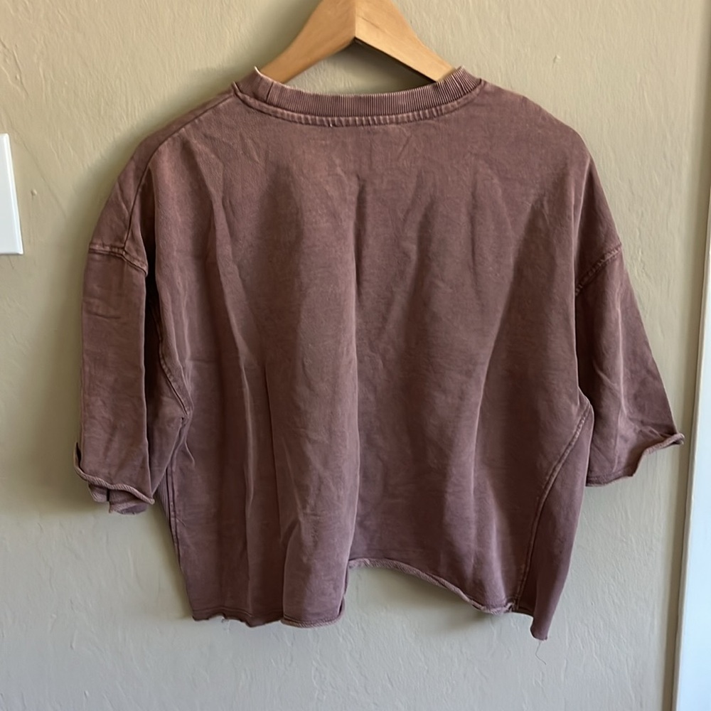 Zara Short Sleeve Ribbed Plush Sweatshirt Size Small - Picture 3 of 3
